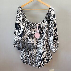 NEW Alexis Ellora‎ Mini Dress in Black and Cream Print- Size M